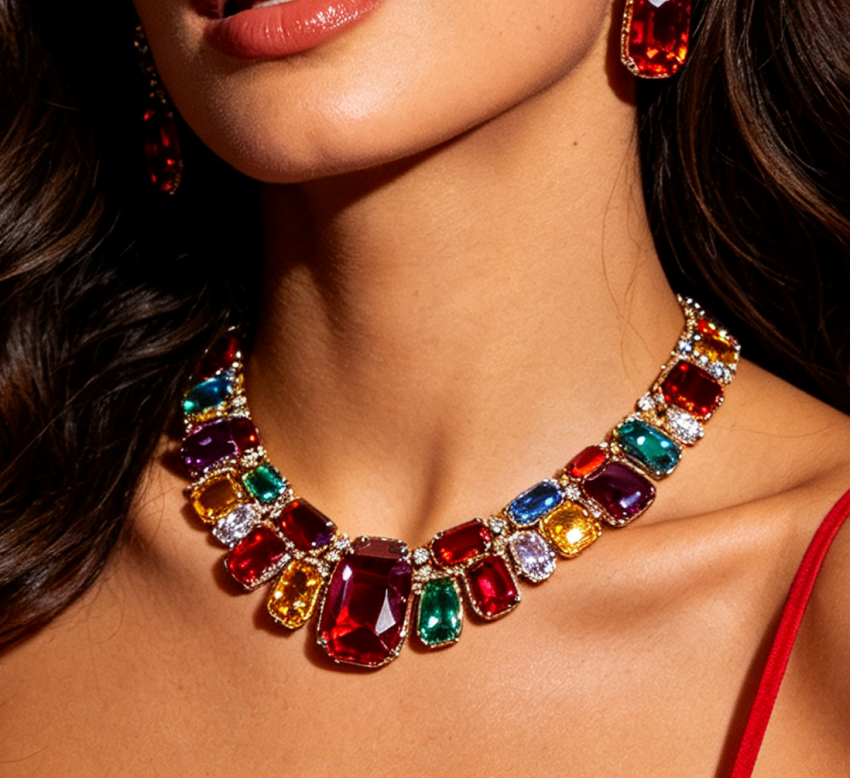 Rainbow Gem Collar Neck